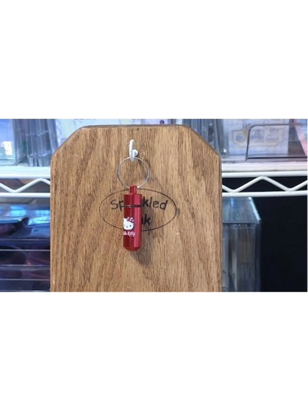 #HK-2308 Hello Kitty Mini Pill Container Keychain Red
